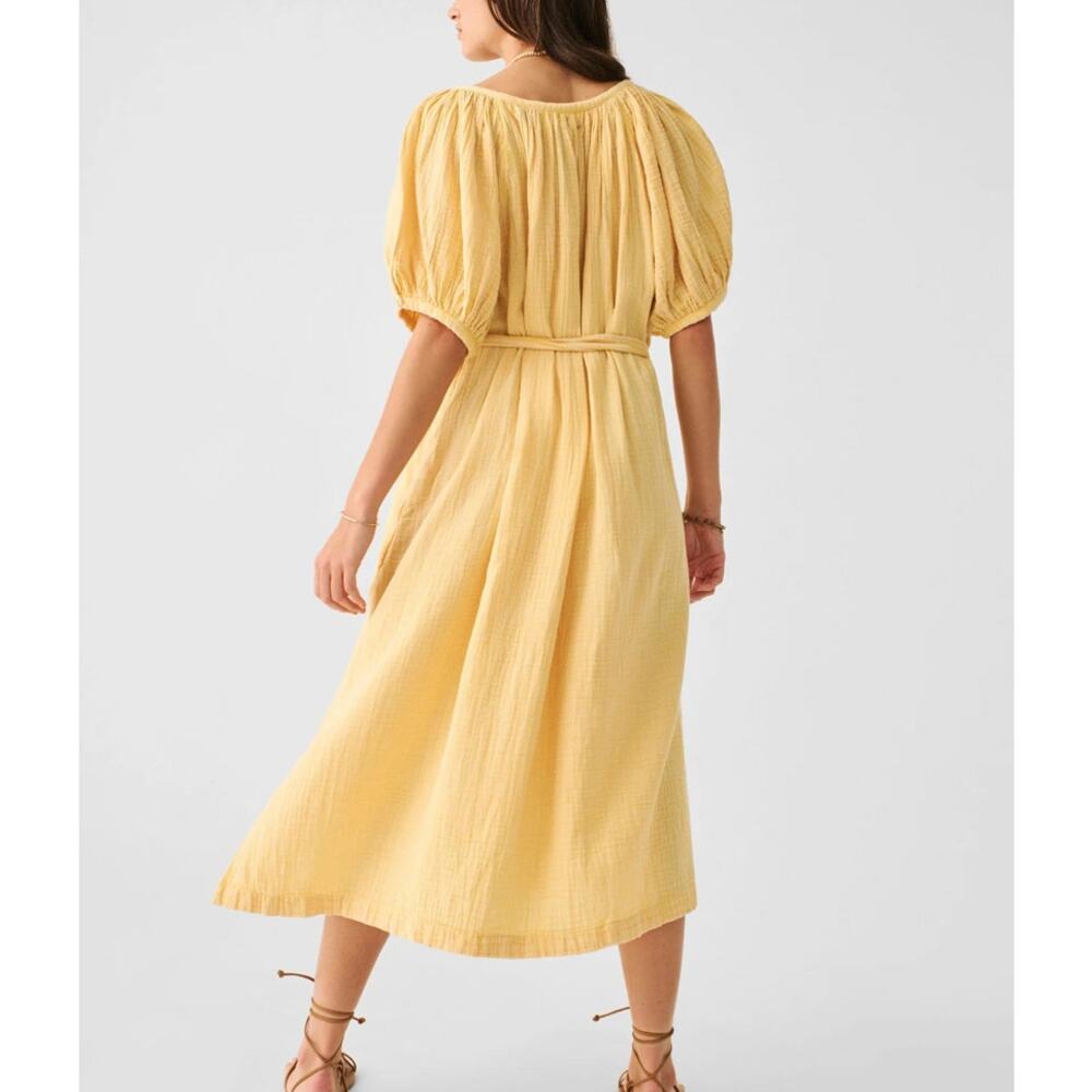 Faherty Soft Yellow Button-Front Mini Dress - Picture 2 of 5